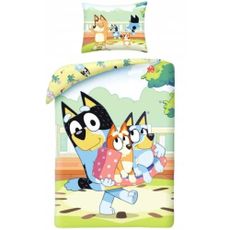 Bavlnené posteľné obliečky Bluey - motív Rodinná pohoda v parku - 100% bavlna - 70 x 90 cm + 140 x 200 cm