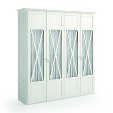 Estila Moderná masívna šatníková skriňa Verona s presklenými dvierkami s prekríženým motívom 240cm