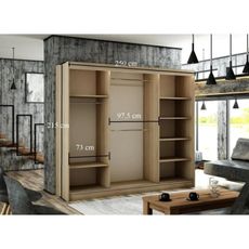 Kvalitná Šatníková Skriňa Solit 250 cm Čierny Mat/ Biely Mat