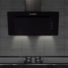 Klarstein Lorea 90, digestor, 90 cm, nástenný, 290 m³/h, dotykové ovládanie, sklo, čierny