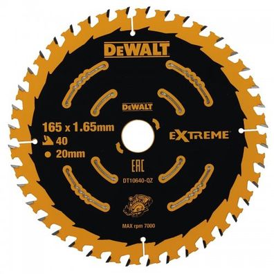 Pilový kotúč 165x20mm, 40 zubov EXTREME pre akumulátorové píly DeWALT DT10640