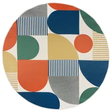 Flair Rugs Kusový koberec Dauntless Geo Fusion Ochre – na von aj na doma - 160x160 (priemer) kruh cm