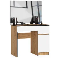 Ak furniture Kozmetický stolík so zrkadlom P-2/SL Aj dub craft/biely pravý