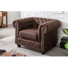 Estila Chesterfield štýlové hnedé kreslo Loungrre s vkusným 105cm