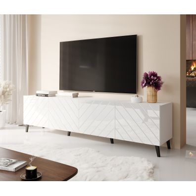 CAMA MEBLE Abeto 200 tv stolík biela / biely lesk