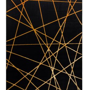 Dywany Łuszczów Kusový koberec Gloss 406C 86 geometric black/gold - 80x150 cm