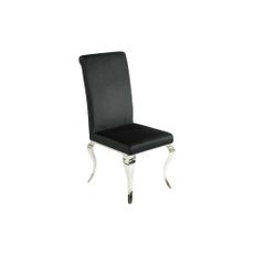 Estila Štýlová klasická zamatová moderná jedálenská stolička Modern Barock s chrómovými striebornými nožičkami a čiernym poťahom 106 cm