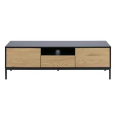 TV stolík v dekore duba v čierno-prírodnej farbe 140x45 cm Seaford – Actona
