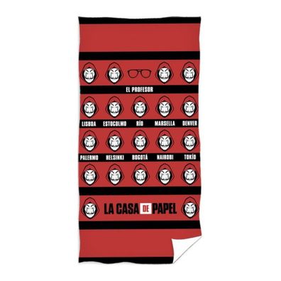 Bavlnená osuška Papierový dom - La casa de papel - motív Zlodějská partia a dom Ciudades - 100% bavlna - 70 x 140 cm
