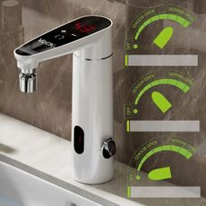 Dotykový prietokový ohrievač vody 3000W/230V IPX4 s LED displejom, biely