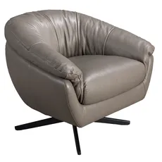 Estila Luxusné moderné otočné kreslo Forma Moderna so sivým poťahom s pravej kože a kovovou podstavou 85 cm