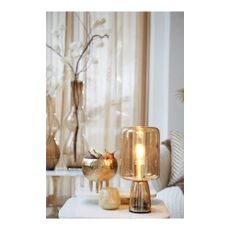 Oranžová stolová lampa so skleneným tienidlom (výška 32 cm) Lotta – Light & Living