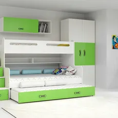 Interbeds Poschodová posteľ MAX 3 + 3x matrace 200x120 zeleno-biela 2025