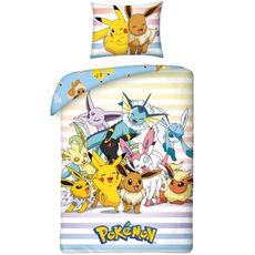 Bavlnené posteľné obliečky Pokémoni - motív Pikachu a Eevee - 100% bavlna - 70 x 90 cm + 140 x 200 cm