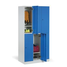 Šatníková skrinka s úložnými boxmi, 6 boxov, 1850 x 900 x 500 mm, kódový zámok, červené dvere