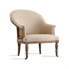 Estila Luxusné rustikálne kreslo Carlos s vyrezávanými drevenými nožičkami v hnedej vintage farbe s béžovým čalúnením 92 cm