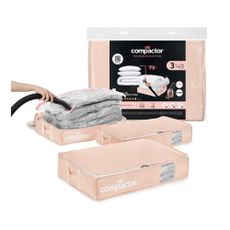 Vákuové plastové úložné boxy pod posteľ v súprave 3 ks 65x45x15, 5 cm Pink Edition – Compactor