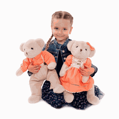 Plyšový medvedík, smotanová/oranžová, 45cm, MADEN BOY TYP1