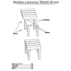 Deokork Masívna drevená záhradna stolička TEA 03 hrúbka 38 mm