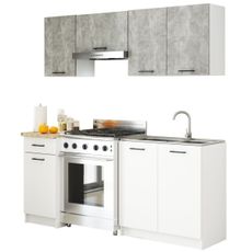 Ak furniture Kuchyňská linka Olivie 1,8 m beton/bílá/dub sonoma