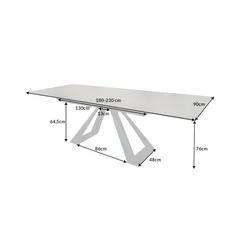 Jedálenský stôl Concord 180-230cm keramický v antracitovej farbe