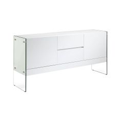 Estila Moderná biela komoda Urbano so sklenenými bočnicami 180cm