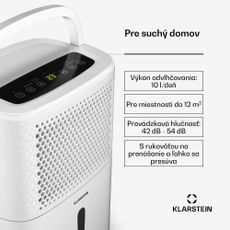 Klarstein DryFy 10L odvlhčovač, 10 l/deň, 12m², 80 m³/h, časovač, nádrž na vodu, mobilný