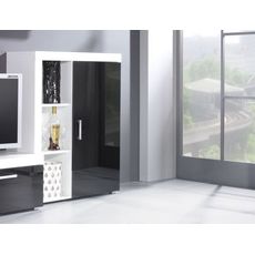 CAMA MEBLE Samba REG3 komoda biela / čierny lesk