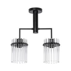 Luster na tyči 2xE27/60W/230V čierna/číra