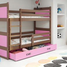 Interbeds Rico poschodová posteľ 190cm x 80cm borovicové drevo Hnedo-ružová