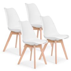 ModernHome Sada 4 jedálenských stoličiek s vankúšom, biela - ModernHome