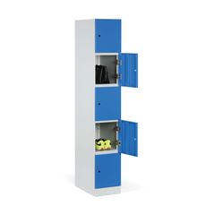 Šatníková skrinka s úložnými boxmi, 5 boxov, 1850 x 300 x 500 mm, kódový zámok, tmavosivé dvere