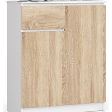 Ak furniture Komoda Kiara 80 cm 2 skrinky a 1 zásuvka biela/dub sonoma