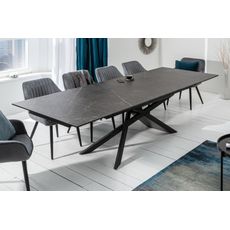 Estila Mramorový rozkladací jedálenský stôl Marmol s kovovými nohami v tmavom odtieni 180-220-260cm