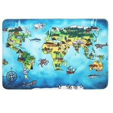 BO-MA , Protišmykový kusový koberec World map, 110x160, modrá, viacfarebná, detská izba