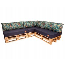 Golden Garden Paletové sedenie GG07 - Podsedáky a Vankúše 3ks × 120/80/15 + 3ks x 120cm/40cm/15cm + 1ks 60/40/15 - modrá / vtáči
