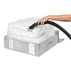Vákuový/vystužený látkový úložný box na oblečenie 56x56x16,5 cm Granit – Compactor