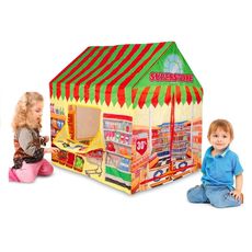 LEAN TOYS Rozkladací dom potraviny farebný