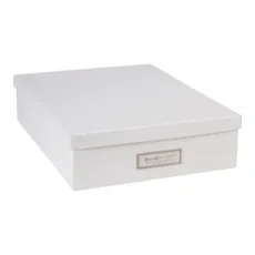Biely úložný box s menovkou na dokumenty Bigso Box of Sweden Oskar, veľkosť A4