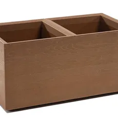 PLASTOVÝ KVETINÁČ NA KOLIESKACH BETONIQUE ECO 39X39X78 CM DREVENÝ DEKOR HNEDÁ