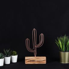Hanah Home Kovová dekorácia Cactus Mini 24 cm bronzová