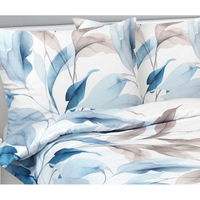 Bellatex Saténové povlečení Podzim modrá , 140 x200 cm, 70 x 90 cm, 140 x 200 cm, 70 x 90 cm