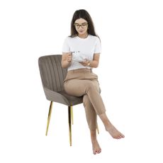 KONDELA Perlia jedálenská stolička sivohnedá (taupe) / zlatá