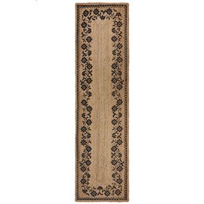 Flair Rugs koberce Behúň Printed Jute Maisie Natural/Black - 60x230 cm