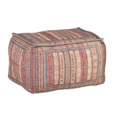 Estila Etno štýlová taburetka Imre Red s farebným ornamentálnym poťahom 75cm