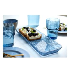 Modrý sklenený servírovací tanier 14x38 cm Kusintha - Bitz