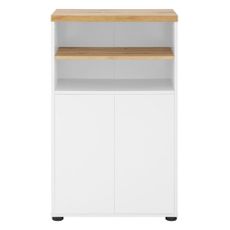 Biela vysoká kúpeľňová skrinka v dekore duba 60x102 cm Thessa – Støraa