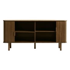 Hnedá nízka komoda v dekore duba s posuvnými dverami 76x160 cm Cavo – Unique Furniture