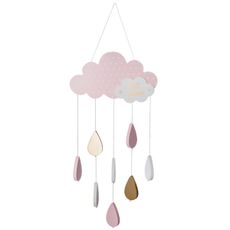 Detská drevená dekorácia na stenu Pink Cloud 24x58 cm
