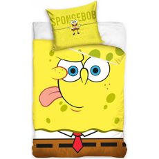 Bavlnené posteľné obliečky SpongeBob - motív Emoji - 100% bavlna Renforcé - 70 x 90 cm + 140 x 200 cm